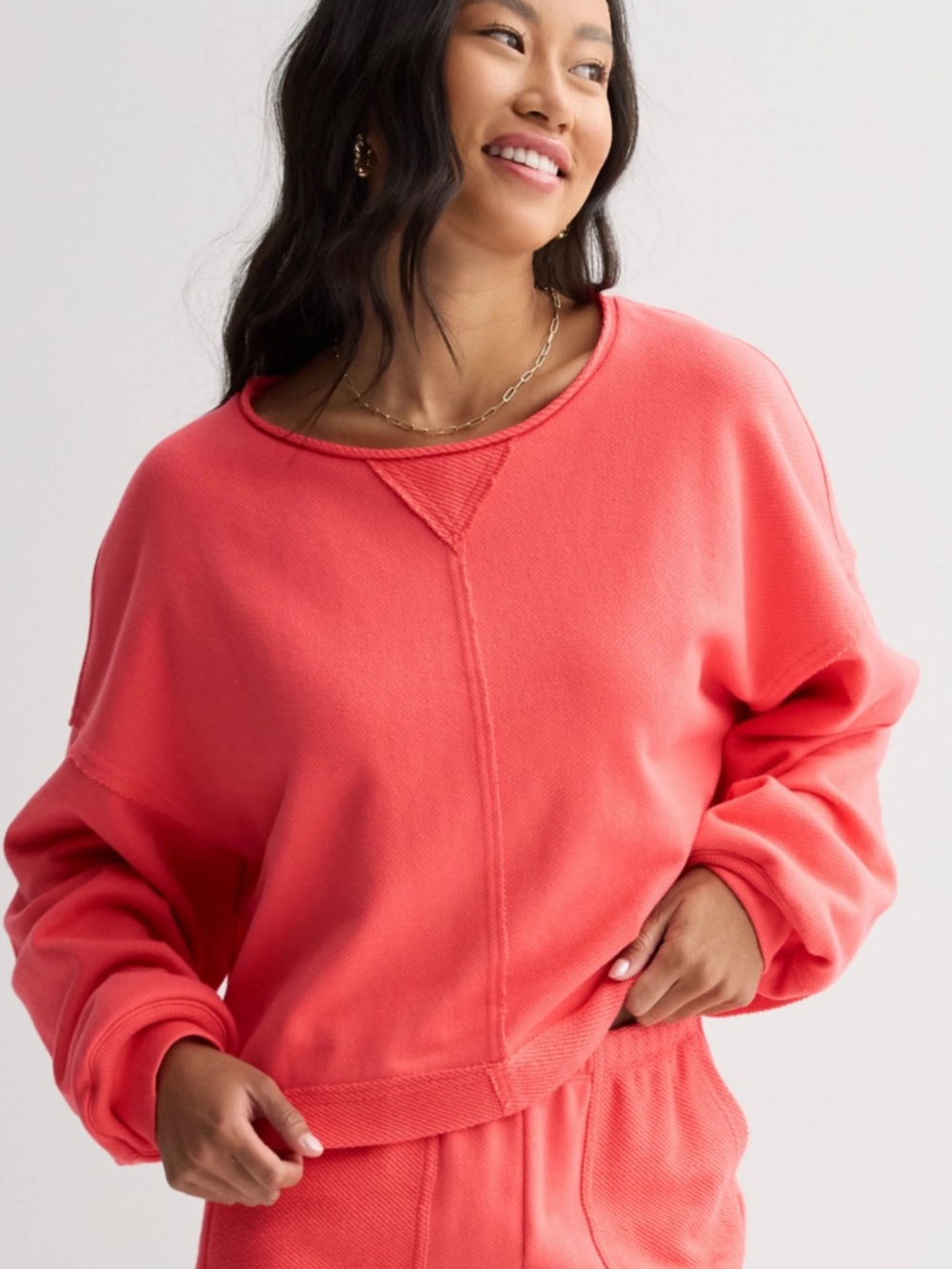 SO Juniors Beachy Terrycloth Oversized Boxy Crew Neck Sweatshirt Size L